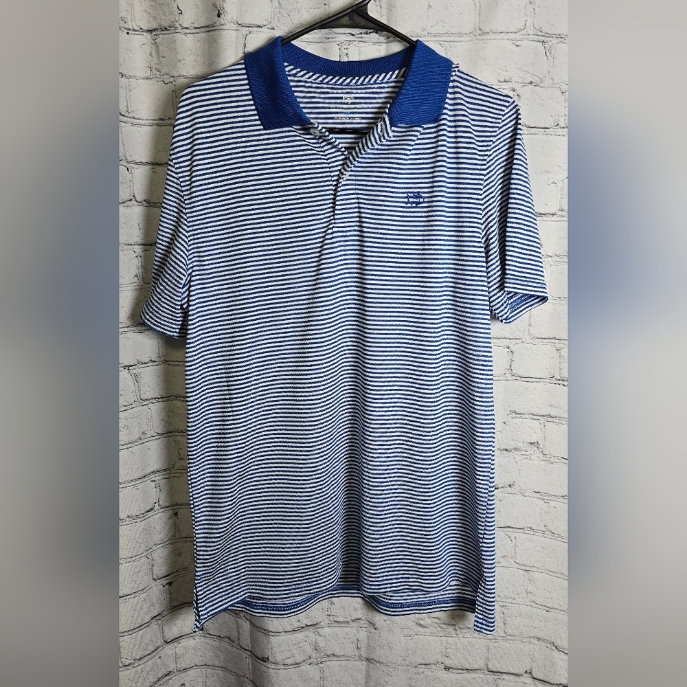 Souther Tide Men's Blue Striped Polo Shirt Size Medium